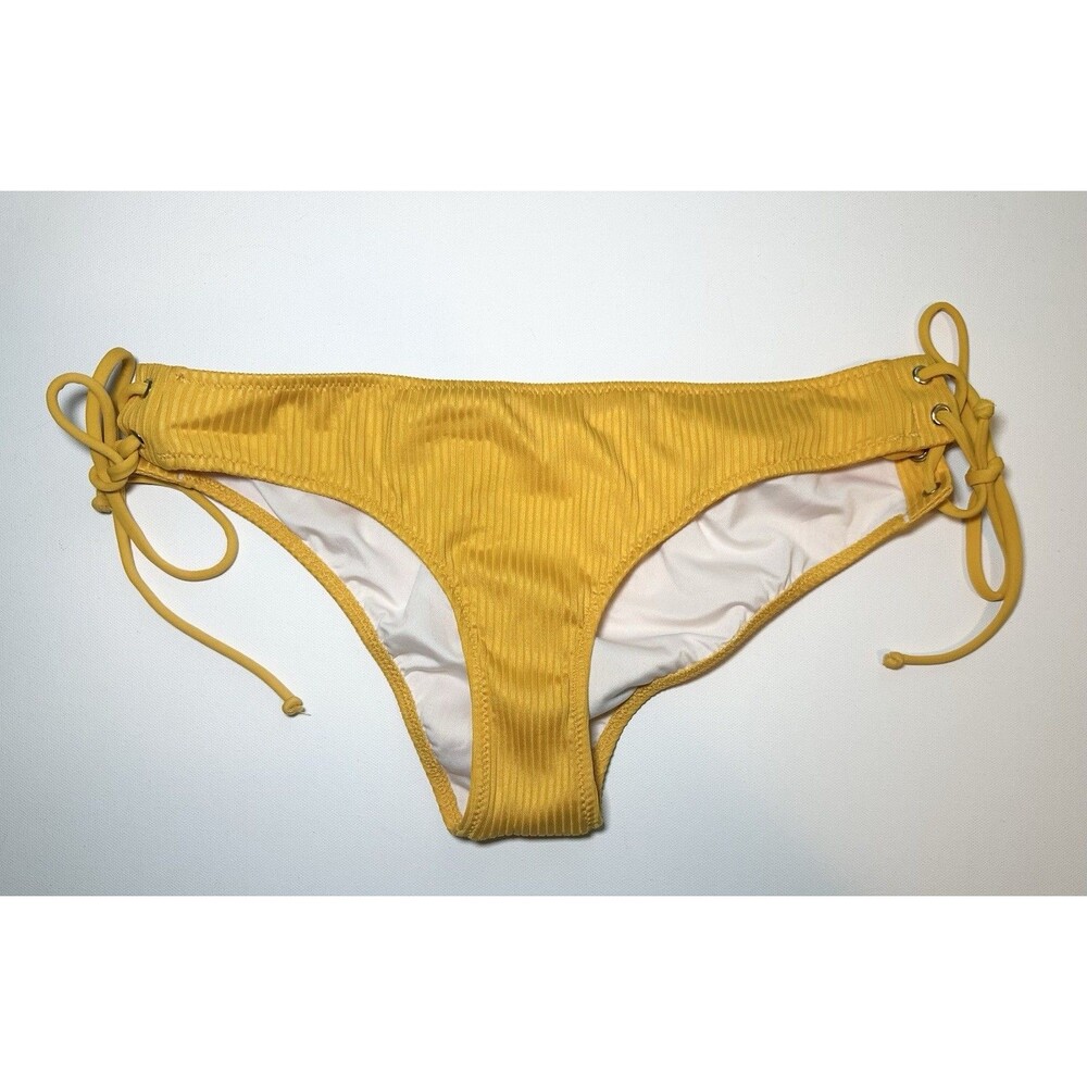 Victoria's Secret PINK Yellow Orange Tie Sides Bikini Bottoms‎ Cheekster MED
